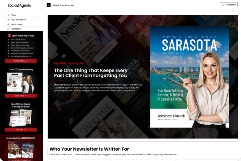 Dashboard view of the monthly newsletter page