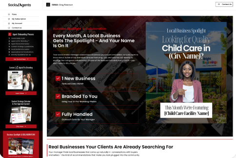 Dashboard view of the Business Spotlight collaboration page